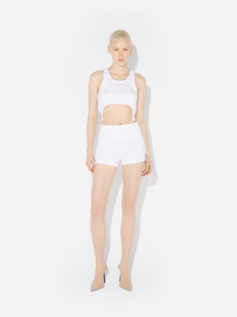 THE WHITE GARTER MINI-SHORTS