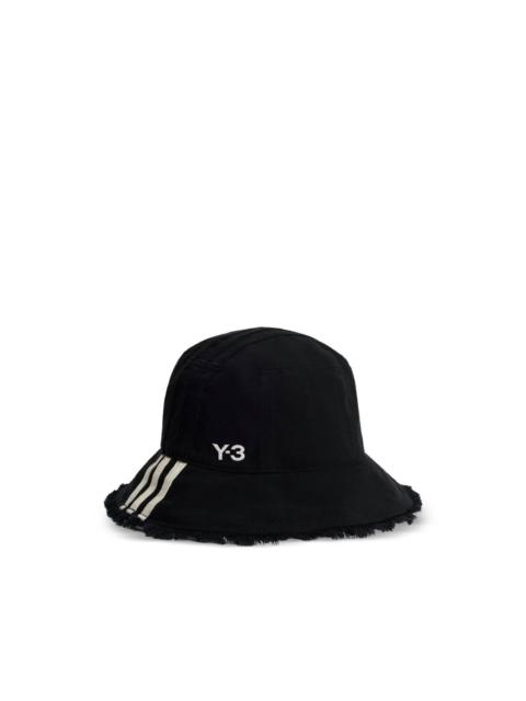 striped-logo frayed hat