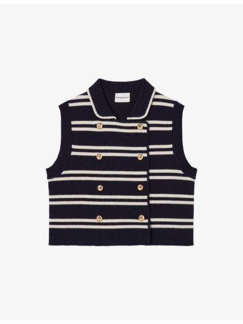 Sleeveless Striped Wool And Cashmere-Blend Cardigan
