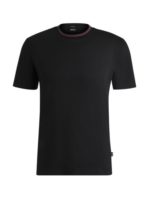 MERCERIZED-COTTON SLIM-FIT T-SHIRT WITH COLLAR STRIPE