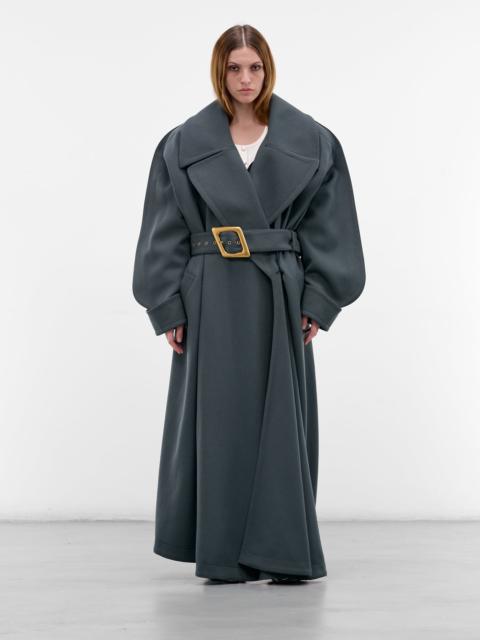 Gray Oversized Asymmetric Wrap Trench