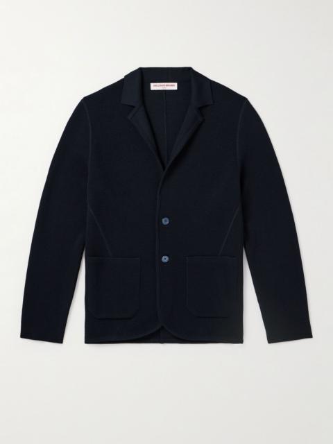 Rainer Merino Wool-Piqué Cardigan Navy