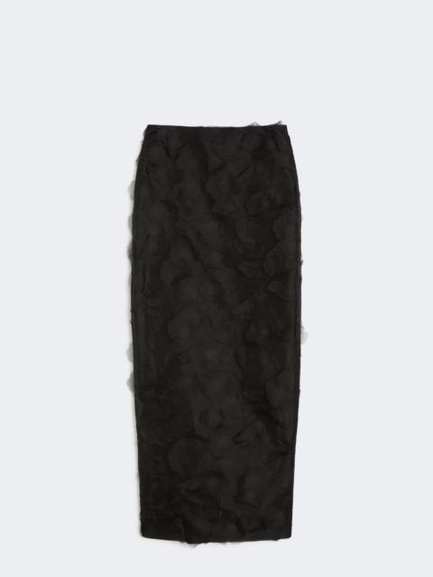 Silk jacquard midi skirt - BLACK