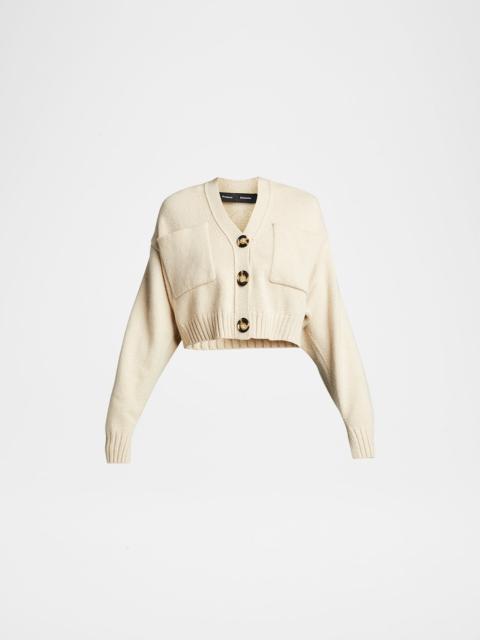 Solid Cropped Cashmere Cardigan