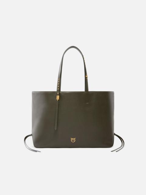 MEDIUM LEATHER SHOPPER BAG WITH METAL DETAILS