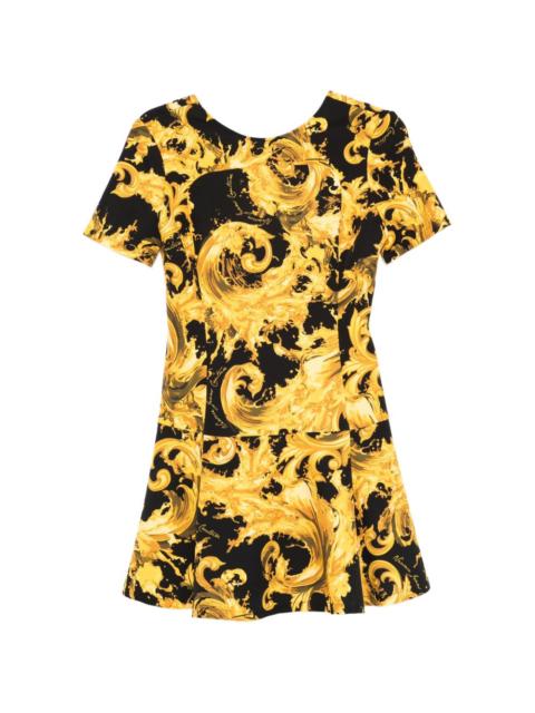 baroque print mini dress