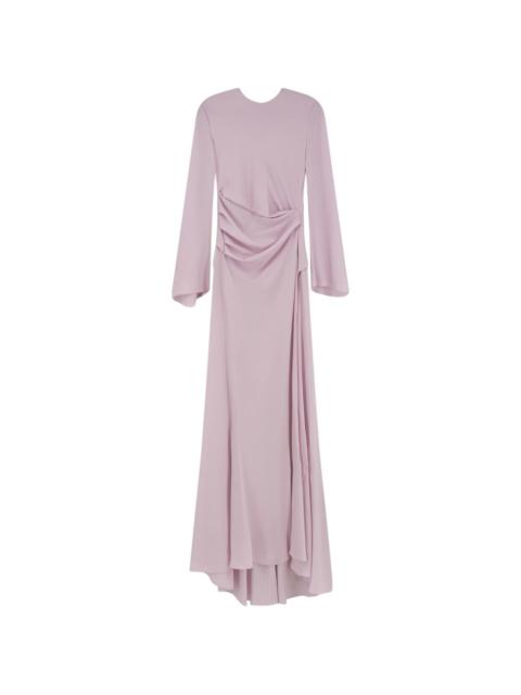 long-sleeve draped maxi dress