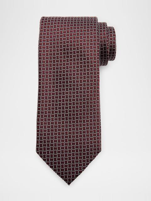 Men's Geometric Net Jacquard Silk Tie
