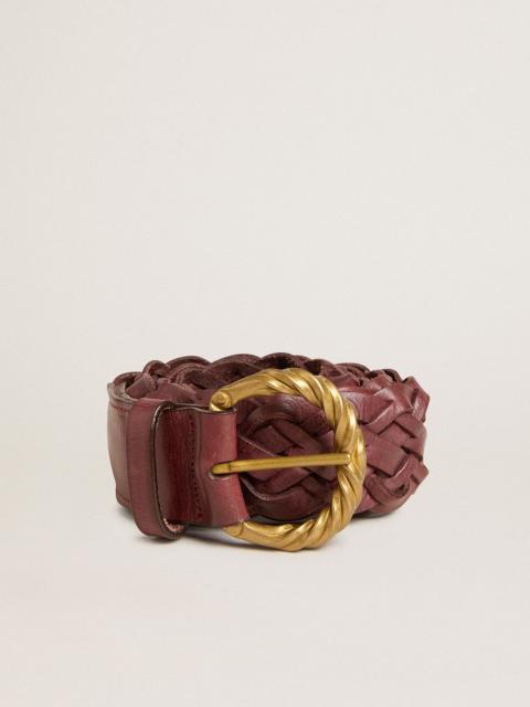 Women’s burgundy woven leather belt