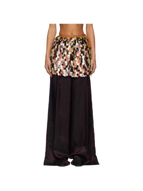 Orange Embellished Wrap Miniskirt