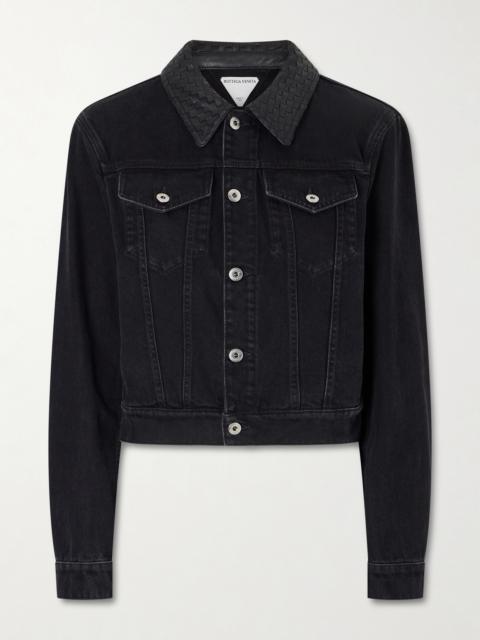 Intrecciato Leather-trimmed Denim Jacket
