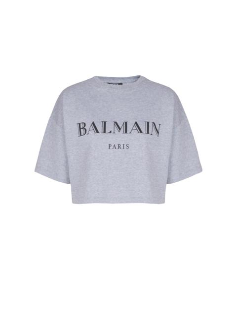 Boxy cropped T-shirt with Balmain print