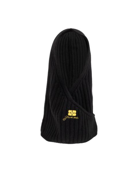 logo-embroidered ribbed balaclava