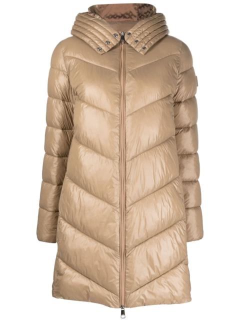 funnel-neck quilted raincoat
