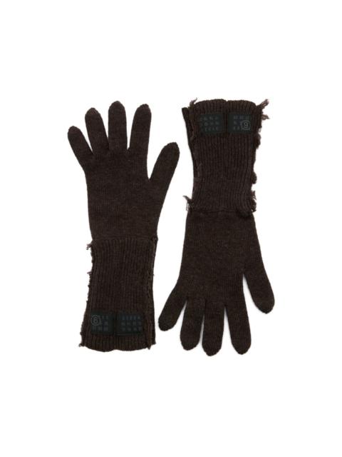 ribbed-knit gloves
