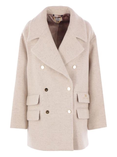 double-breasted gold-button coat