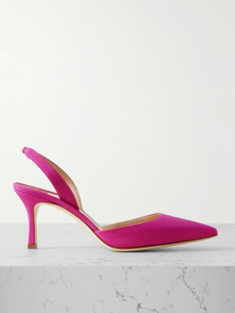 Carolyne 70 silk crepe de chine slingback pumps Fuchsia