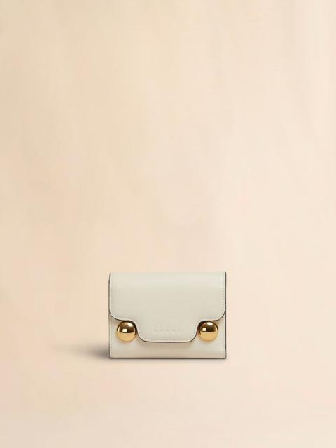 CREAM LEATHER TRUNKAROO TRIFOLD WALLET