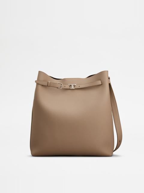 HOBO BAG IN LEATHER MEDIUM - BEIGE