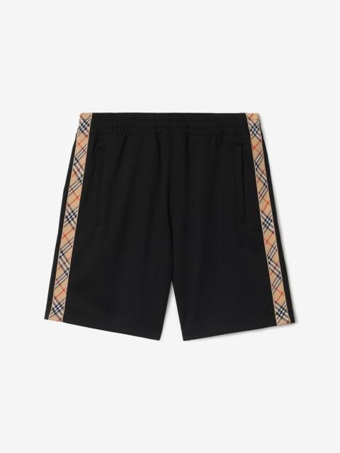 Check Trim Cotton Blend Shorts