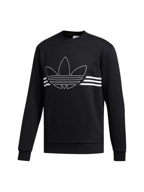 adidas originals OUTLINE TRF CRW Large logo Printing Round Neck Pullover Black ED4687