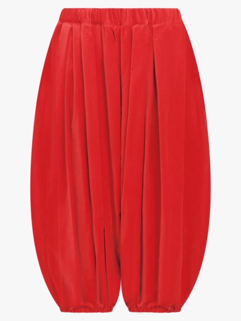 ELASTIC WAIST VELVET DROP CROTCH PANT | RED