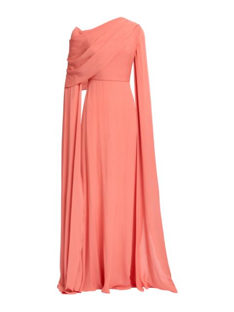 Double Georgette Long Dress coral