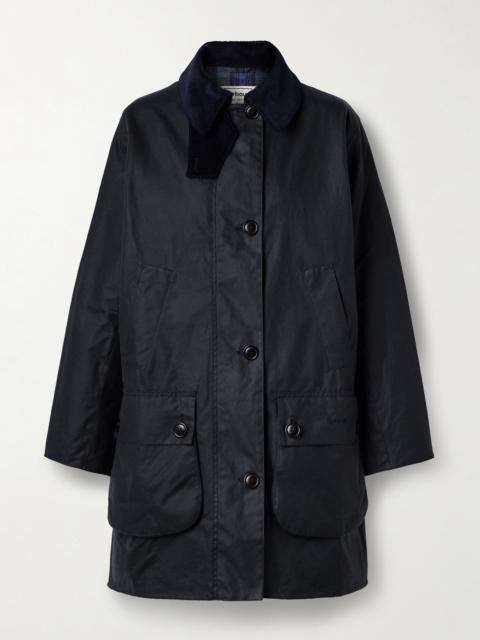 + Barbour The Edit By Alexa Loren Corduroy-trimmed Waxed-cotton Jacket