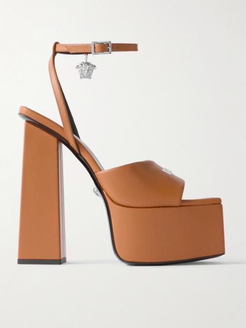 Embellished Leather Platform Sandals