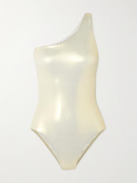 Madrid Cutout One-shoulder Metallic Swimsuit