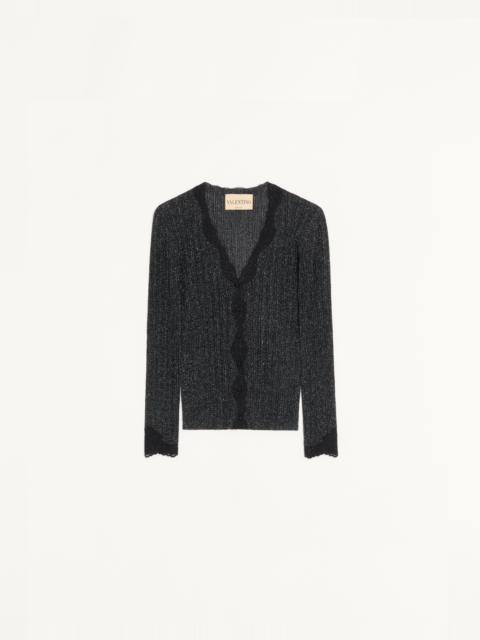 LUREX KNIT CARDIGAN WITH LACE