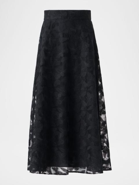 Exclusive Butterfly Embroidered Midi Circle Skirt