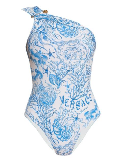 one-shoulder printed swimsuit