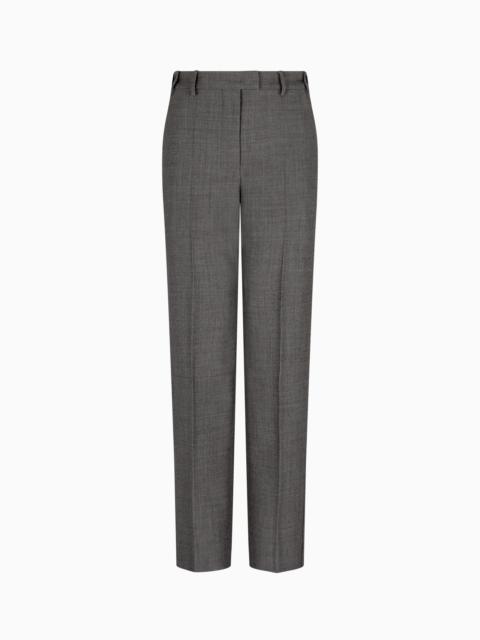 MOULINÉ CRÊPE WOOL TROUSERS