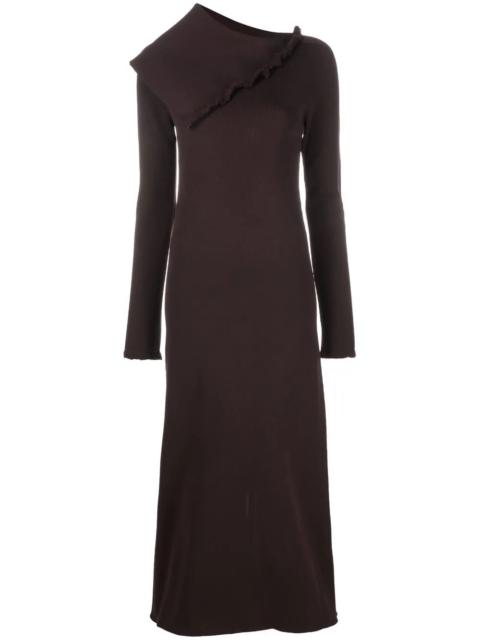 asymmetric collar maxi dress