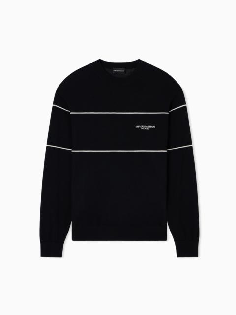 VIRGIN-WOOL JUMPER WITH JACQUARD LOGO