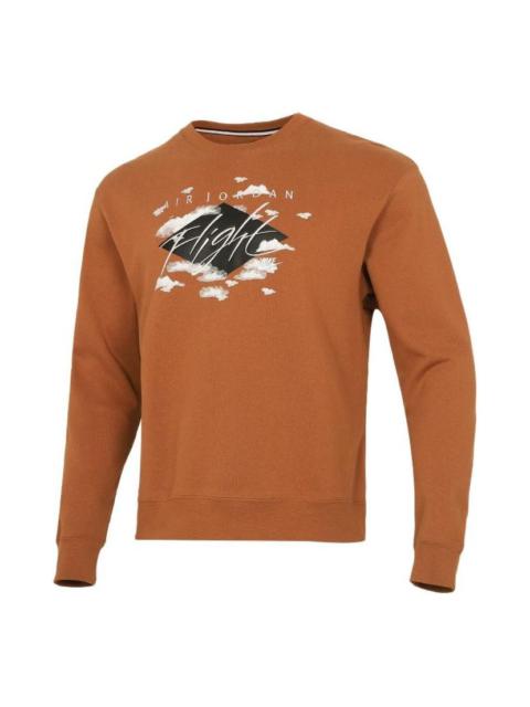 Men's Air Jordan SS22 Printing Fleece Sports Round Neck Khaki DH9036-241