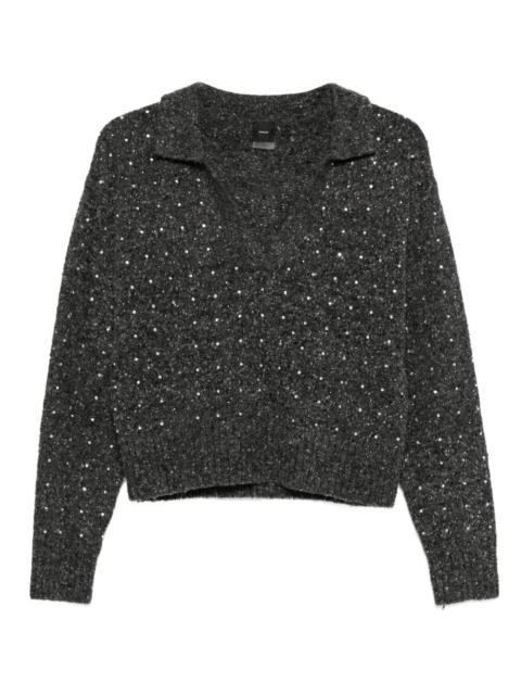 rhinetone-embellished collared sweater