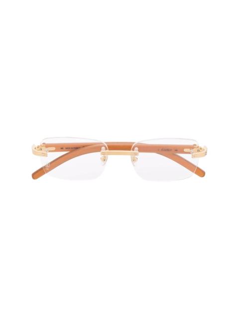 rimless square-frame glasses