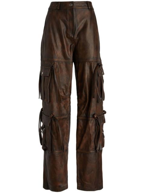 leather straight-leg trousers