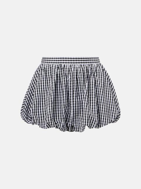 Gingham gathered cotton poplin shorts