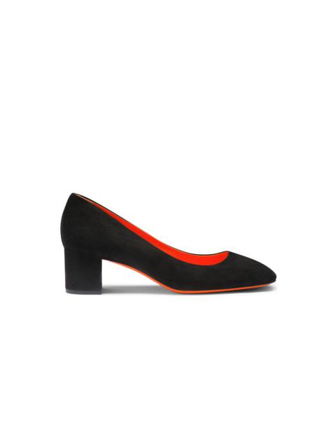 Women's black suede low-heel pump