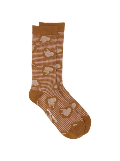 HAND JELLY SOCKS FEMME - BROWN PINK GRID