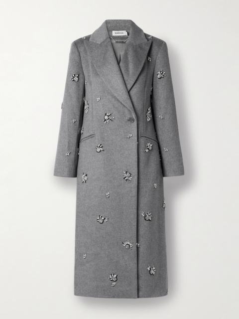 Gianni embellished wool-blend felt coat Gray