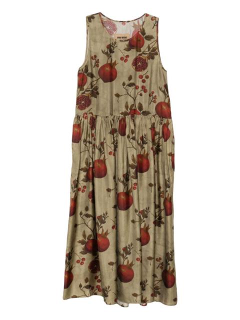 pomegranate-print sleeveless dress