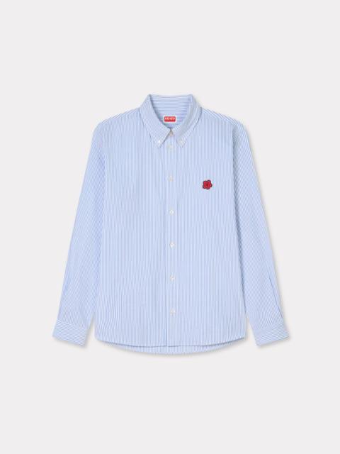 'Boke Flower' embroidered casual shirt in seersucker cotton