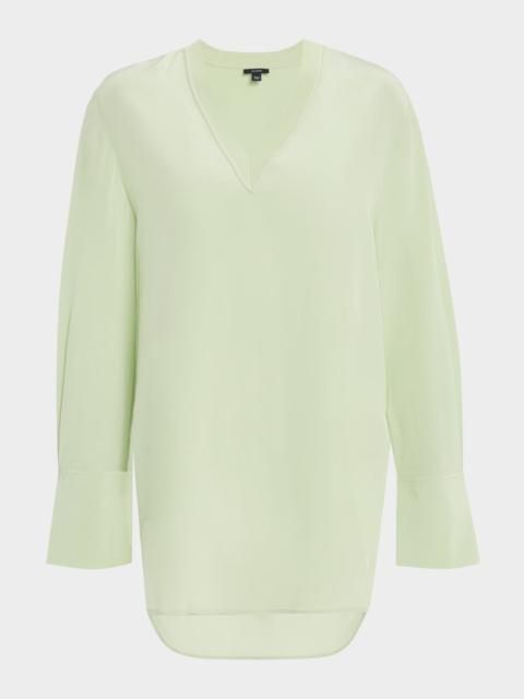 Miller V-Neck Crepe De Soie Blouse