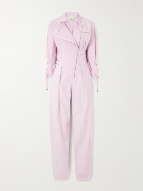 Irianna Lace-up Pleated Cotton-canvas Jumpsuit