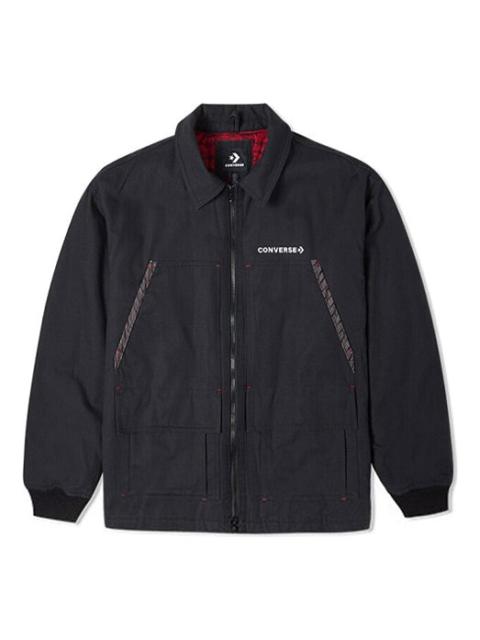 Converse New Year Series Logo Printing Lapel Sports Jacket Dark Black 10024149-A02