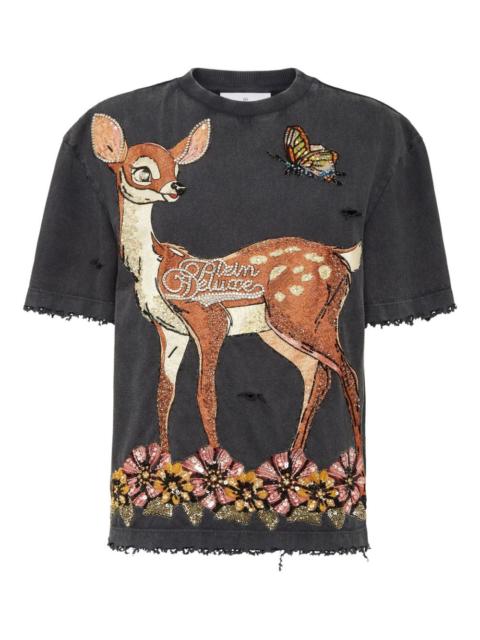 deer-print sequin-embellished T-shirt